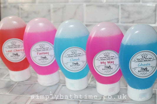 4in1 Body Wash, Hand Wash, Shampoo and Bubble Bath - 100ml Squeezy Bottle